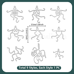 9Pcs 9 Styles Brass 5 Claw Blank Pendant Cabochon Settings&nbsp;KK-PH0015-62P