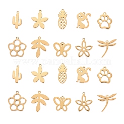 100Pcs 10 Style 304 Stainless Steel Pendants&nbsp;STAS-LS0001-32G