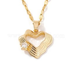 Fashionable Brass Clear Cubic Zirconia Hollow Heart Pendant Dapped Chain Necklaces&nbsp;HP4138-1