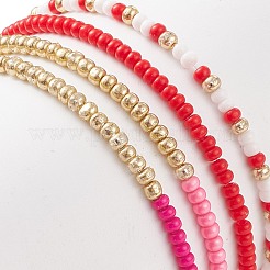 4Pcs 4 Style Heart & Word Kiss Plastic Beaded Stretch Bracelets Set&nbsp;BJEW-JB08699