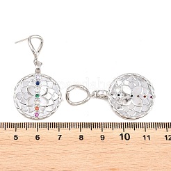 Brass Micro Pave Colorful Cubic Zirconia Dangle Hoop Earrings&nbsp;EJEW-G471-42P