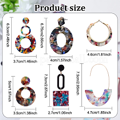 6 Pairs 6 Style Oval & Square & Donut Acrylic Dangle Stud Earrings&nbsp;EJEW-AN0003-36