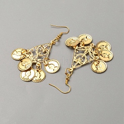 Alloy Flat Round Charms Cluster Bib Necklace & Ring Bracelet & Dangle Earrings & Headwears&nbsp;SJEW-WH0002-06