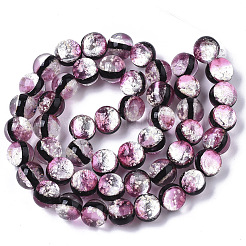 Handmade Silver Foil Glass Lampwork Beads Strands&nbsp;FOIL-T003-03E