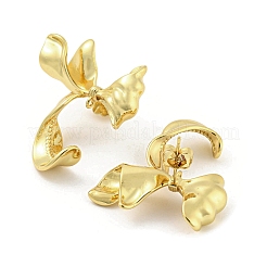 Rack Plating Brass Bowknot Stud Earrings Findings&nbsp;EJEW-K263-12G