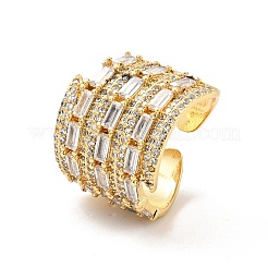 Clear Cubic Zirconia Chunky Open Cuff Rings&nbsp;RJEW-G255-02G