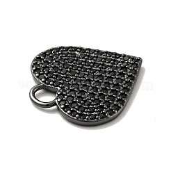 Heart Brass Micro Pave Black Cubic Zirconia Pendants&nbsp;KK-G419-24B