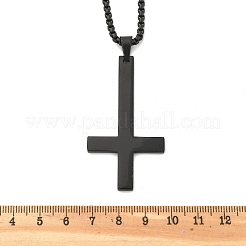 304 Stainless Steel Christian Upside Down Cross Pendant Box Chain Necklaces&nbsp;NJEW-NH0001-07EB