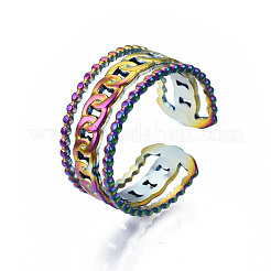 Curb Chain Shape Cuff Rings&nbsp;RJEW-N038-012