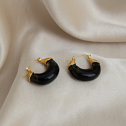 304 Stainless Steel Resin Huggie Hoop Earrings for Women&nbsp;EO2777-1