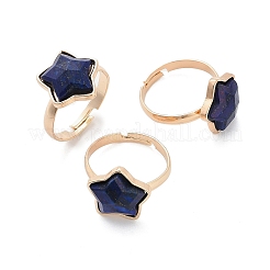 Star Natural Lapis Lazuli Adjustable Rings&nbsp;RJEW-H241-01G-01