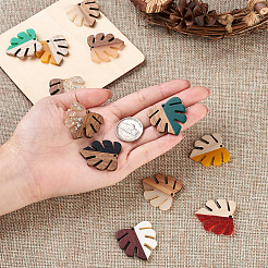 22Pcs 11 Colors Resin & Walnut Wood Pendants&nbsp;RESI-BT0001-06