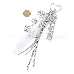 Heart Bowknot CCB Plastic & Link Chains Pendant Decorations&nbsp;HJEW-JM04289