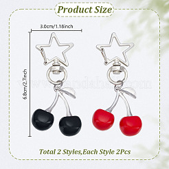 4Pcs 2 Colors Cherry Alloy Enamel Pendant Decorations&nbsp;HJEW-GO00111
