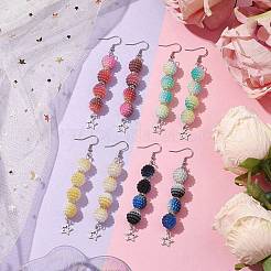 4 Pairs 4 Colors Waxberry Round Acrylic Beaded Dangle Earring Sets&nbsp;EJEW-JE05889