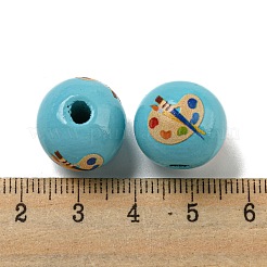 Printed Wood European Beads&nbsp;WOOD-L020-D08