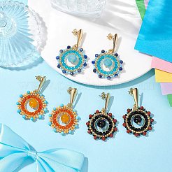 Natural Mixed Stone Boho Stud Earrings&nbsp;EJEW-MZ00281