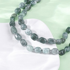 Natural Dyed Malaysia Jade Tumble Stone Nuggets Beaded Long Necklaces for Women&nbsp;NJEW-F340-A05