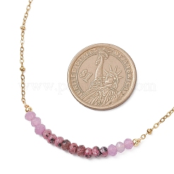 Dyed Natural Malaysia Jade Faceted Rondelle Beaded 304 Stainless Steel Satellite Chain Necklaces for Women&nbsp;NJEW-JN05783-02