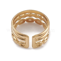 Ion Plating(IP) 304 Stainless Steel Triple Line Cuff Rings for Women&nbsp;RJEW-G285-15G