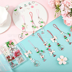 DIY Cherry Charm Mobile Phone Strap Making Kits&nbsp;DIY-SC0030-85