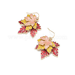 Alloy Enamel Maple Leaf Dangle Earrings for Women&nbsp;WG7F916-01