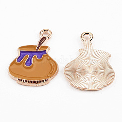 Light Gold Tone Alloy Enamel Pendants&nbsp;ENAM-T018-14