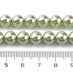 UV Plating Pearlized Glass Pearl Beads Strands&nbsp;GLAA-F128-01B-T21