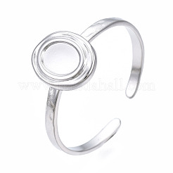 Non-Tarnish 304 Stainless Steel Open Cuff Finger Ring Cabochon Settings&nbsp;STAS-T060-11P