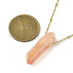 Electroplated Natural Quartz Crystal Prism Pendant Necklaces&nbsp;NJEW-JN05029-01