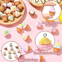 30Pcs 5 Colors Resin Ice Cream Pendants&nbsp;RESI-CJ0004-63