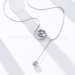 304 Stainless Steel Round Ball Pendant Snake Chain Necklaces&nbsp;NJEW-U028-03P