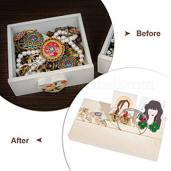 2 Slots Rectangle Wood Earring Display Card Stands&nbsp;EDIS-WH0031-19