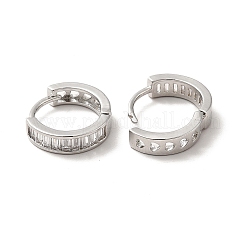 Clear Cubic Zirconia Rectangle Hoop Earrings&nbsp;EJEW-C050-02P