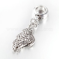 Antique Silver Tone Large Hole Alloy Rhinestone European Dangle Charms&nbsp;CPDL-E028-01AS