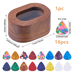 1Pc Oval Wooden Storage Boxes with Magnetic Visible Window Lids for Guitar Picks&nbsp;OBOX-DC0001-04