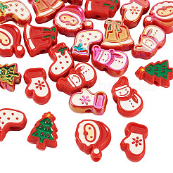24Pcs 12 Styles Christmas Decorations Theme Opaque Acrylic Beads with Enamel&nbsp;OACR-TA0004-55