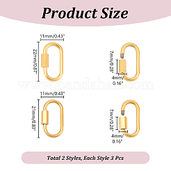 6Pcs 2 Colors 304 Stainless Steel Screw Carabiner Lock Charms&nbsp;FIND-UN0003-51A