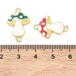 Autumn Brass Enamel Mushroom Links Connector Charms&nbsp;KK-K417-03A-G