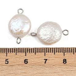 Natural Freshwater Pearl Keshi Pearl Flat Round Connector Charms&nbsp;STAS-D378-20P