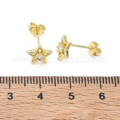 Brass Micro Pave Single Cubic Zirconia Stud Earrings&nbsp;KK-CBA30C7-13G