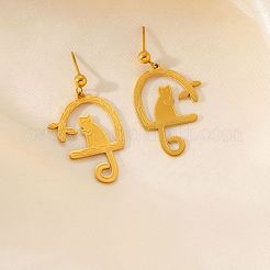 304 Stainless Steel Stud Dangle Earrings&nbsp;WG8A128-01