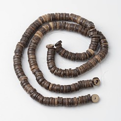 Natural Coconut Flat Round Bead Strands&nbsp;COCB-O003-10A