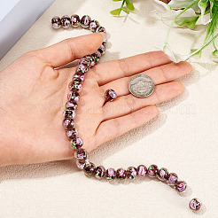 1 Strand Handmade Lampwork Inner Flower Rondelle Beads Strands&nbsp;LAMP-TA0002-72B