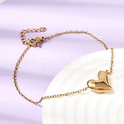 304 Stainless Steel Heart Pendant Necklaces & Bracelets & Stud Earrings Sets&nbsp;SJEW-P008-01G