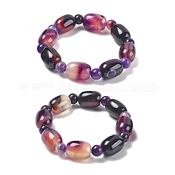 Natural Blue Lace Agate Bead Stretch Bracelets&nbsp;G-P570-01B