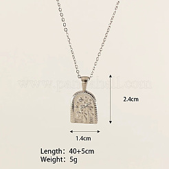 304 Stainless Steel Pave Clear Cubic Zirconia Arch with Coconut Tree Pendant Necklaces for Men&nbsp;WG0D032-01