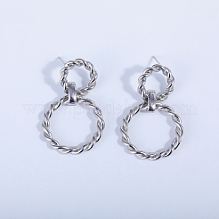 Twisted Double Circle Brass Stud Earrings&nbsp;YE9789