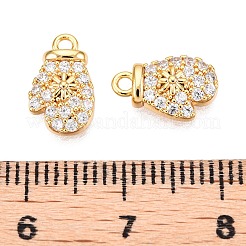 Christmas Theme Brass Micro Pave Clear Cubic Zirconia Charms&nbsp;KK-T073-12G