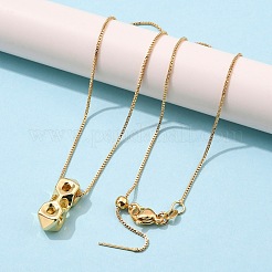 Brass Cheese Pendant Adjustable Slider Necklaces&nbsp;NJEW-B135-02G